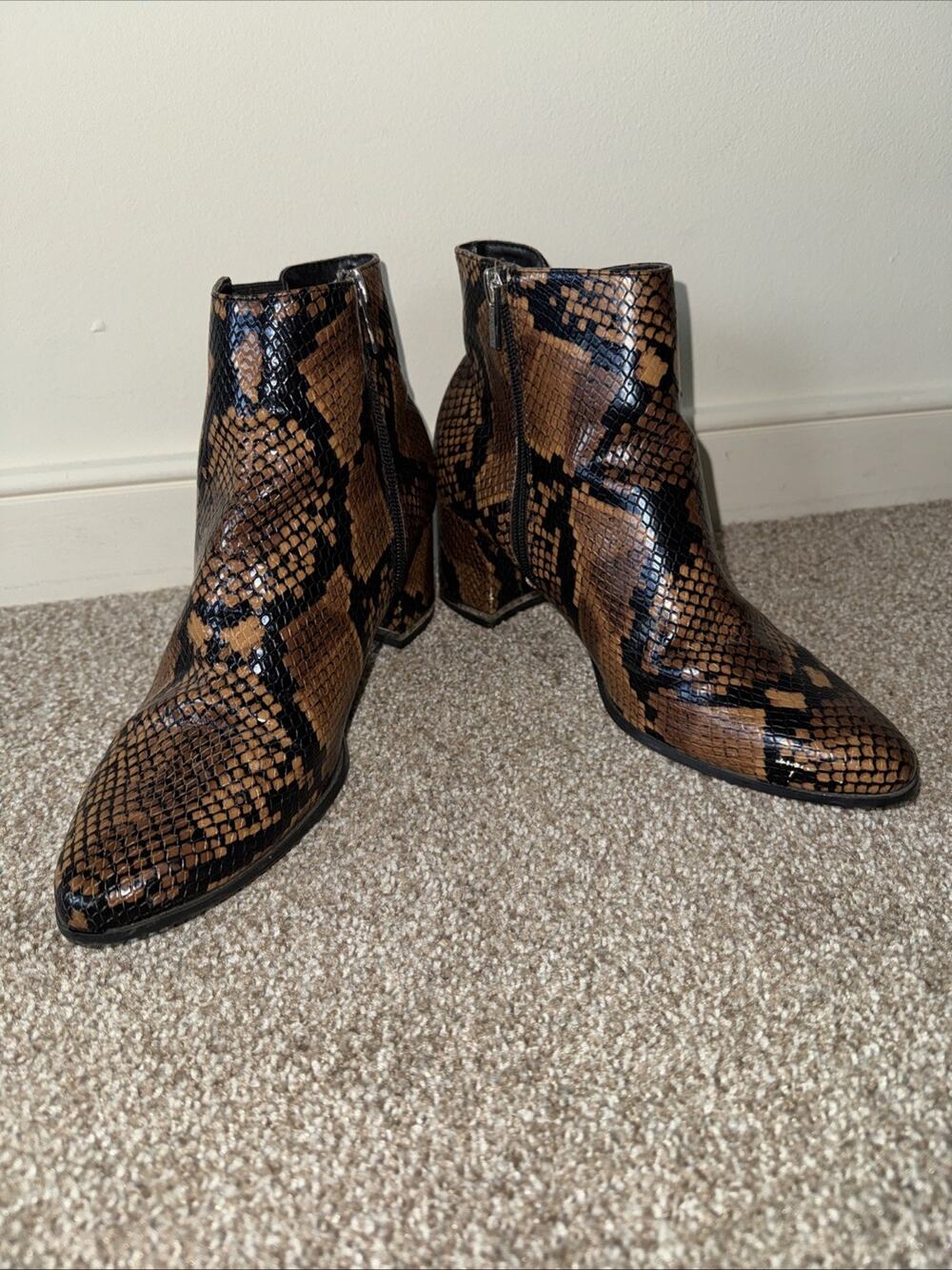 Calvin Klein Snake Print High Heeled Booties